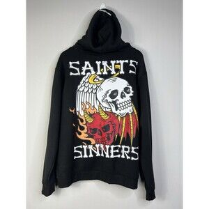 RGSTR Saints and Sinners Hoodie Zip Up Skull Graphics Mens XL Jacket Gothic Y2K